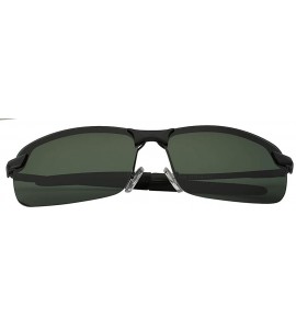 Rectangular Men Stylish Ultra Light Rectangular Metal Frame Sunglasses Polarized Lens - Black-green - CB18IE4Q6TS $18.12