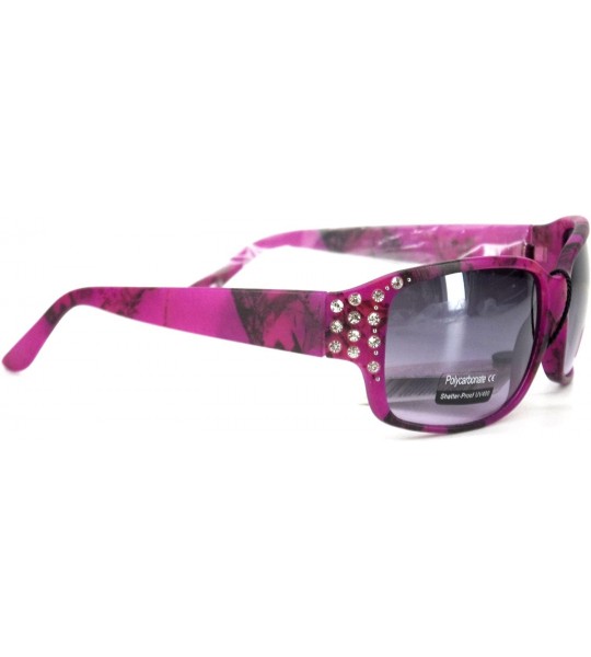 Rectangular Camo Camouflage Rhinestone Western Ladies Sunglasses Purple - CA11OEBDVM7 $18.18