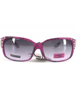 Rectangular Camo Camouflage Rhinestone Western Ladies Sunglasses Purple - CA11OEBDVM7 $18.18