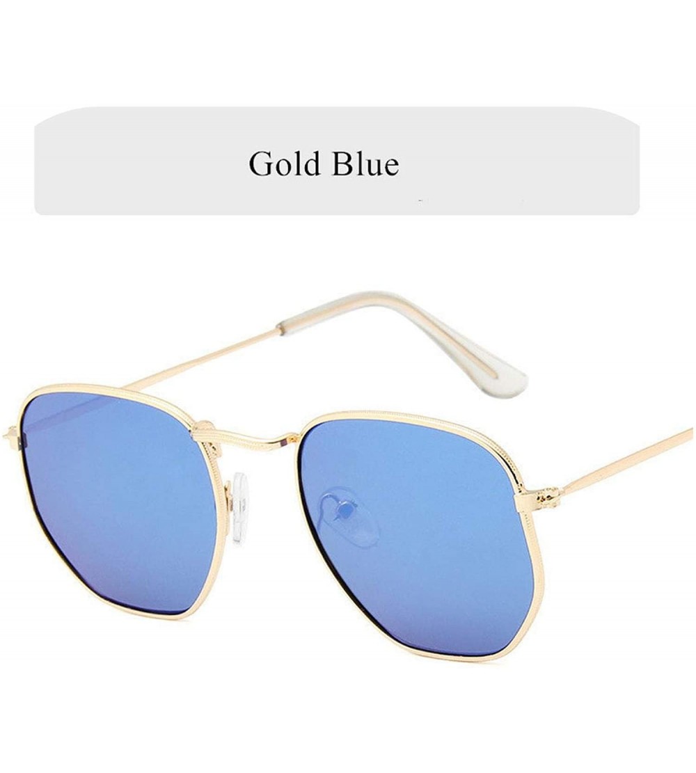 Shield Vintage Polygon Sunglasses Women Men Metal Frame Sun Glasses Ladies UV400 Luxury Polygonal Sunglass Male - CZ198ZXHXER...