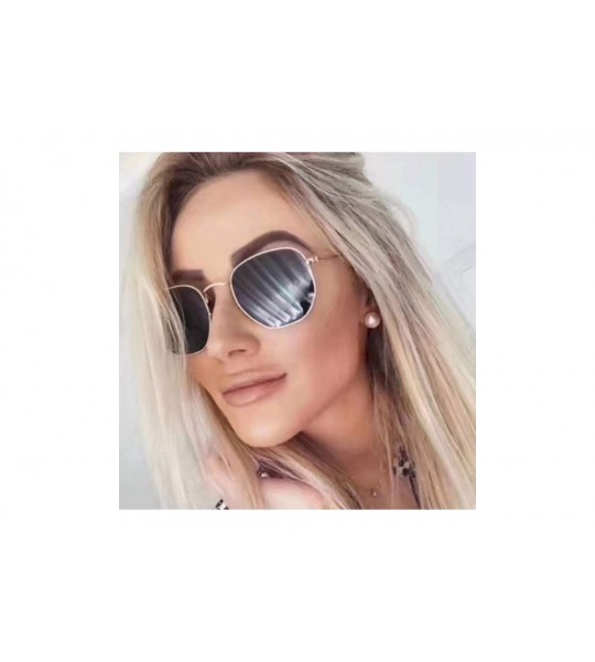 Shield Vintage Polygon Sunglasses Women Men Metal Frame Sun Glasses Ladies UV400 Luxury Polygonal Sunglass Male - CZ198ZXHXER...