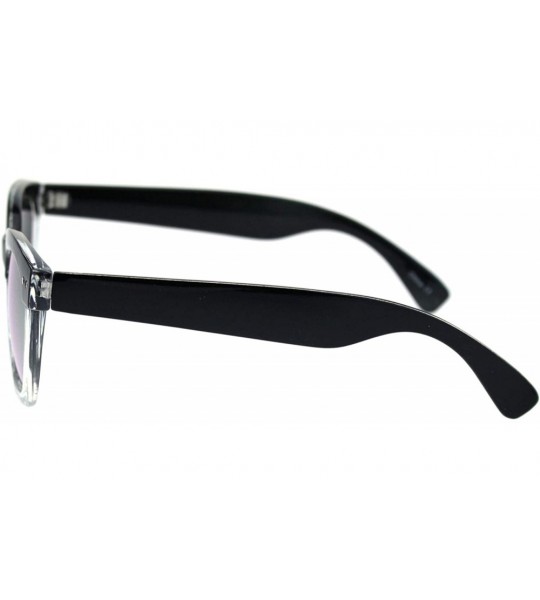 Rectangular Vintage Retro Small 2 Tone Thick Plastic Rectangular Horn Rim Sunglasses - Black Clear Orange Mirror - CR18OK5RW7...