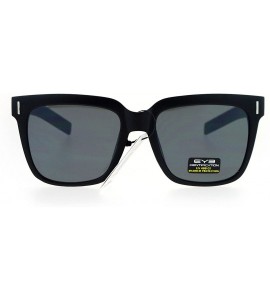 Square Unisex Square Frame Sunglasses Camo Design Metal Plate Temple UV 400 - Matte Black (Black) - CN186SRTQ95 $19.10