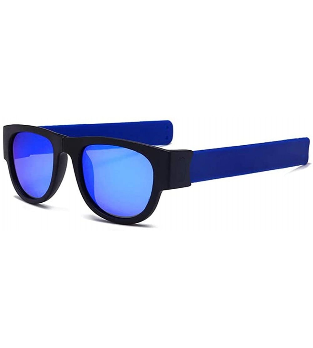 Goggle Premium Unisex Polarized Fold Frame Sun Glasses Trendy Stylish Sunglasses for Men Women - Blue Ice Blue Lens - CJ18YOL...