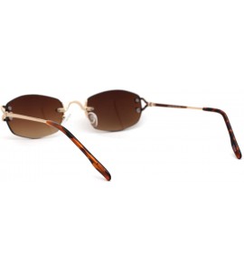 Oval Womens Rimless Narrow Oval Metal Rim Sunglasses - Gold Brown - CU18Z0CRTO2 $26.31