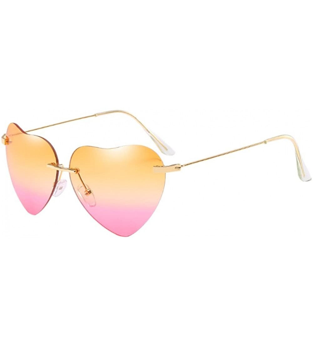 Oversized Unique Fashion Design Heart-shaped Sunglasses Streetwear for Women Vintage - Tea&pink - CQ18DM53L0A $25.58