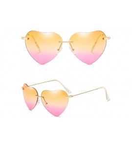 Oversized Unique Fashion Design Heart-shaped Sunglasses Streetwear for Women Vintage - Tea&pink - CQ18DM53L0A $25.58