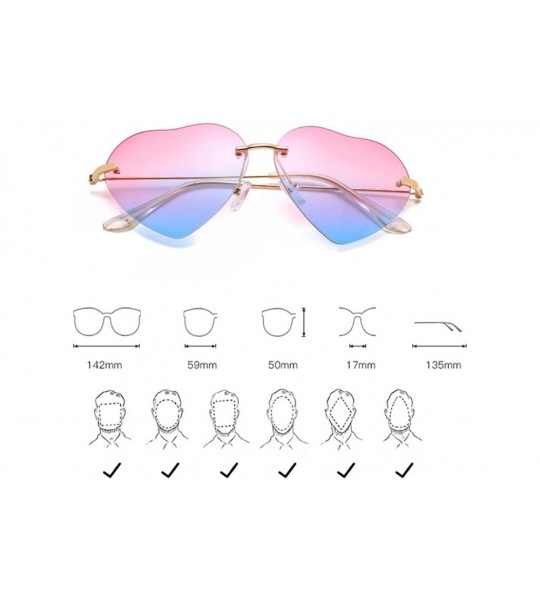 Oversized Unique Fashion Design Heart-shaped Sunglasses Streetwear for Women Vintage - Tea&pink - CQ18DM53L0A $25.58