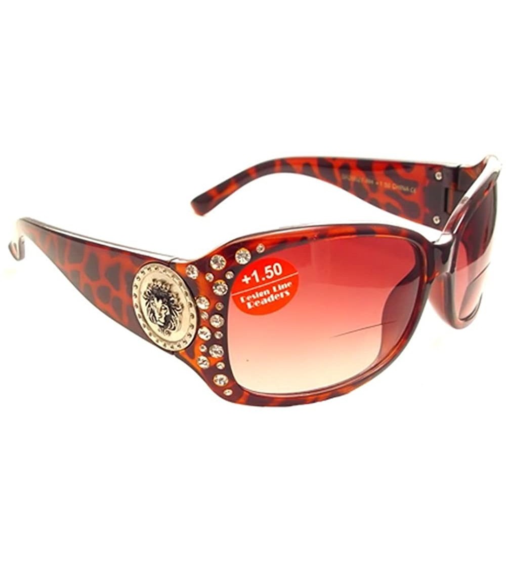 Square Womens Designer Bifocal Sunglasses with Rhinestones - Hard Case Included - Tortoise - CO12GWCYEM1 $29.82