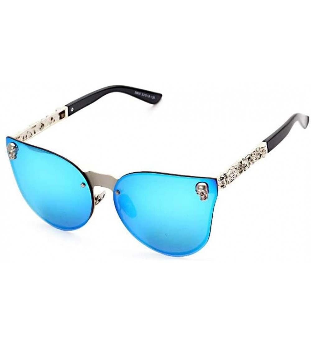 Aviator Gothic Sunglasses HD Lenses with Case PC Durable Frame UV Protection Driving Cycling - Blue - CL18LDDCGM6 $32.38
