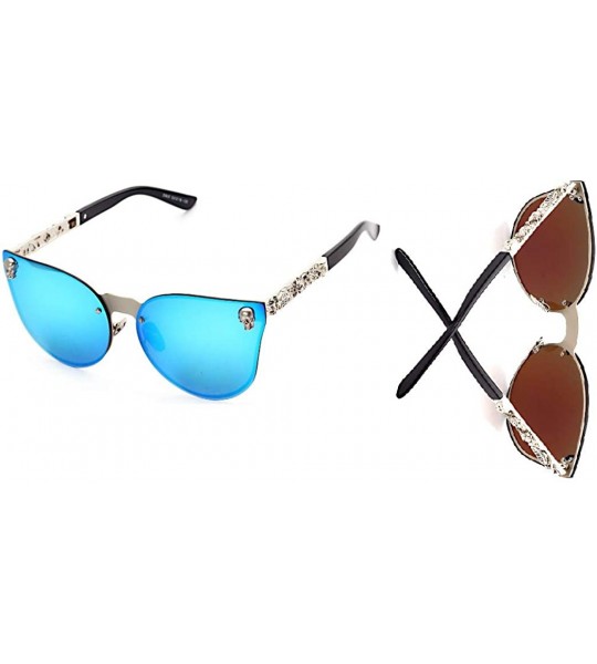 Aviator Gothic Sunglasses HD Lenses with Case PC Durable Frame UV Protection Driving Cycling - Blue - CL18LDDCGM6 $32.38