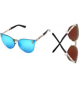 Aviator Gothic Sunglasses HD Lenses with Case PC Durable Frame UV Protection Driving Cycling - Blue - CL18LDDCGM6 $32.38