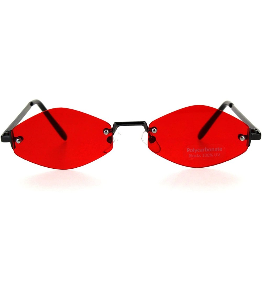 Rimless Womens Hippie Pimp Diamond Shape Rimless Metal Rim Sunglasses - Red - CA18D44GZYT $24.35