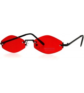 Rimless Womens Hippie Pimp Diamond Shape Rimless Metal Rim Sunglasses - Red - CA18D44GZYT $24.35