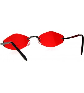 Rimless Womens Hippie Pimp Diamond Shape Rimless Metal Rim Sunglasses - Red - CA18D44GZYT $24.35