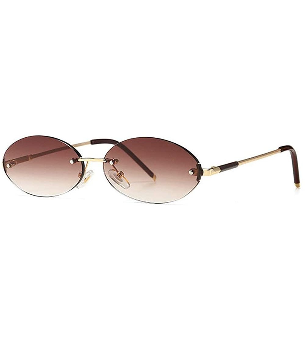 Oval 2020 fashion retro oval sunglasses trend narrow small unisex brand designer punk sunglasses 88212 - Brown - CQ190DLR2I9 ...