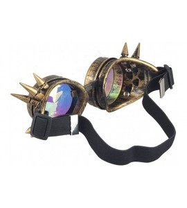 Aviator Kaleidoscope Rave Rainbow Crystal Lenses Steampunk Goggles - Brass - CS12N1R984V $24.65