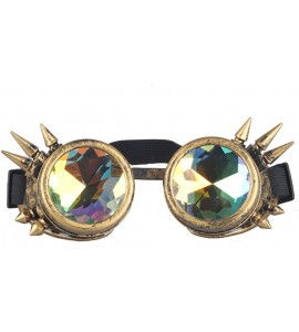 Aviator Kaleidoscope Rave Rainbow Crystal Lenses Steampunk Goggles - Brass - CS12N1R984V $24.65