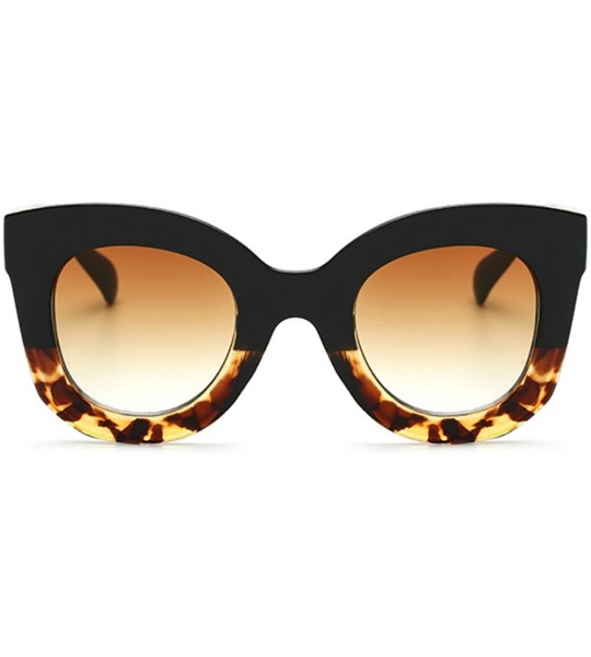 Oversized Butterfly Sunglasses Semi Cat Eye Glasses Plastic Frame Clear Gradient Lenses - Black Tortoise - CN182IIZAIW $26.39