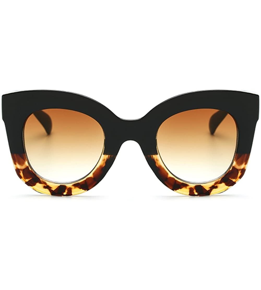 Oversized Butterfly Sunglasses Semi Cat Eye Glasses Plastic Frame Clear Gradient Lenses - Black Tortoise - CN182IIZAIW $26.39