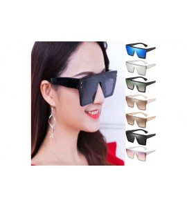 Wrap Square Oversized Sunglasses for Women Men Flat Top Fashion Shades Siamese Lens Succinct Style UV Protection - B - CR194K...