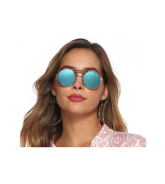 Round Steam Punk Sunglasses for Men Women Side Shield Round Steampunk Vintage Glasses Shades B2518 - 03 Blue - CK18Y3QAQ0U $2...