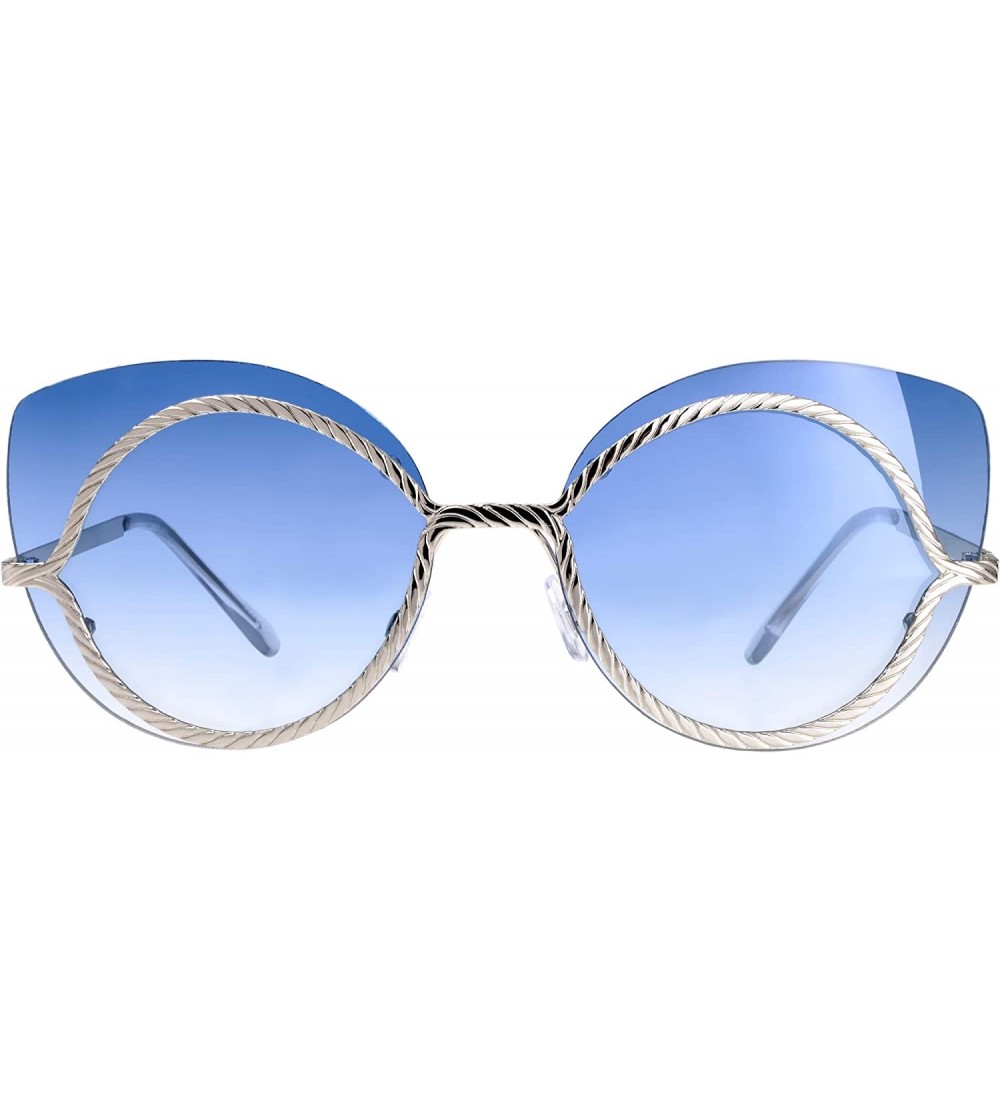 Butterfly Fashion Rimless Cateye Butterfly Round Style Sunglasses/Eyewear for Women - Gift Box Packaged - CH18Y5C83S5 $20.42