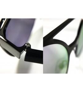 Oversized 7040 Premium Oversized XL Retro Cats eye Mirror Funky Fashion Candy Flat Metal Aviator Sunglasses - Premium - C2183...