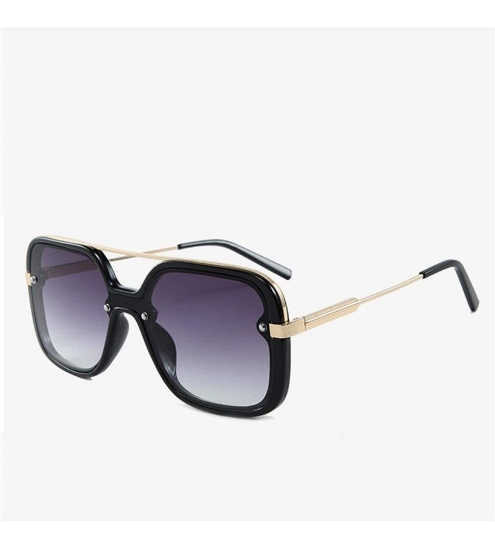 Goggle Square Sunglasses For Women Metal Bridge Gradient Eyewear Driving Goggles - C1 Black Black - C31906D3LNM $24.66