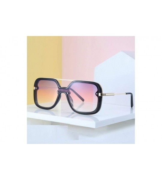 Goggle Square Sunglasses For Women Metal Bridge Gradient Eyewear Driving Goggles - C1 Black Black - C31906D3LNM $24.66