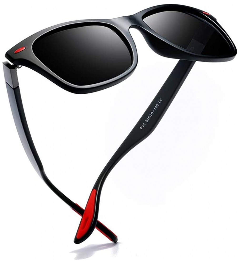 Oversized Men's Polarized Sunglasses Driving Square Frame Brand Designer Classic K0622 - Matteblack&grey - CH18SX7RWSA $17.87