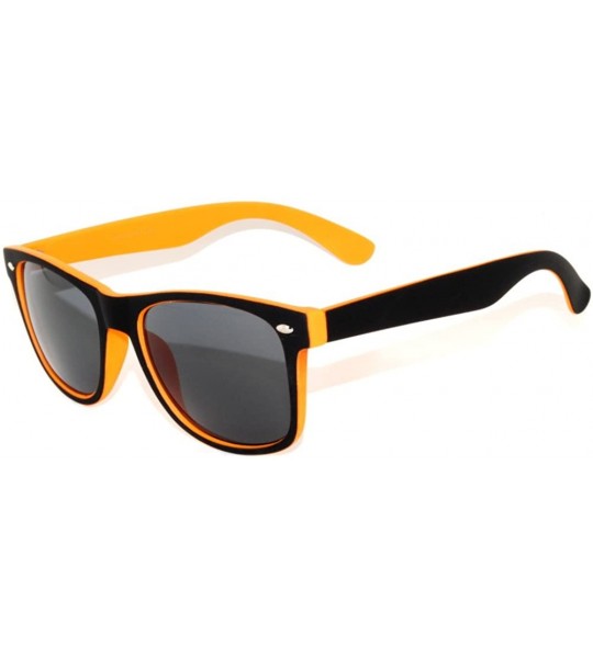 Wayfarer Vintage Two Tone Sunglasses Smoke Lens Retro Stylish UV 400 - Orange - CV11PNAYN79 $19.26