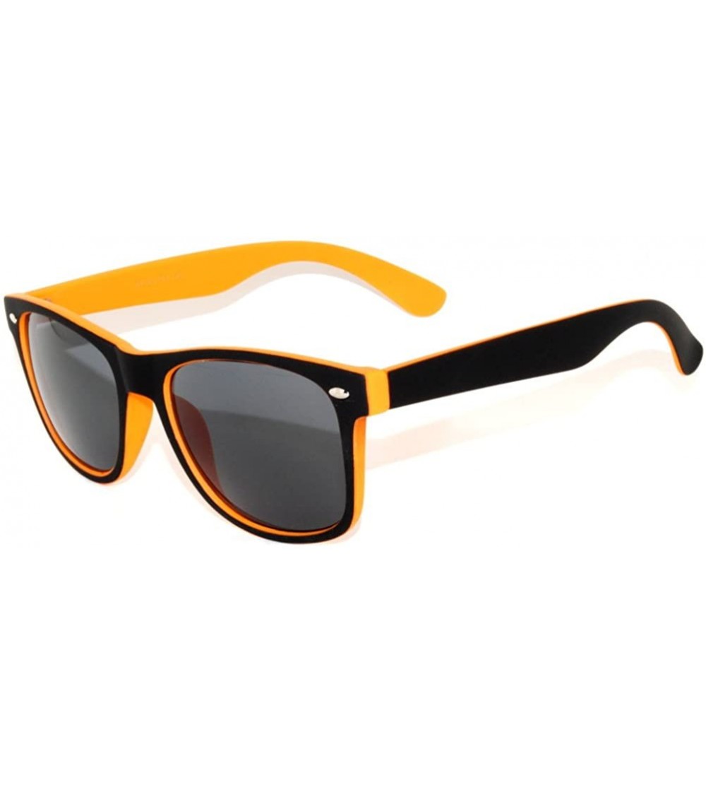 Wayfarer Vintage Two Tone Sunglasses Smoke Lens Retro Stylish UV 400 - Orange - CV11PNAYN79 $19.26