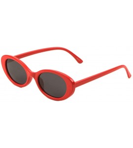 Oval Wide Oval Circle Retro Thick Side Sunglasses - Red - CJ197R558LI $27.26