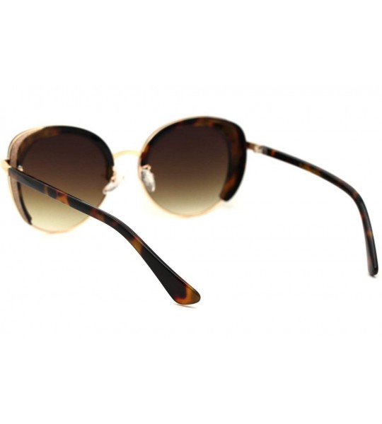 Butterfly Womens Chic Glitter Side Visor Oversize Cat Eye Designer Sunglasses - Tortoise Gold Brown - CK18Y8LYKKC $25.98