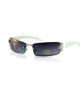 Shield Small Slim Wraparound Rimless Lens Patterned Arm Sunglasses A239 - Green - C618KLZEEYM $24.06