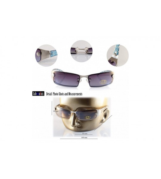 Shield Small Slim Wraparound Rimless Lens Patterned Arm Sunglasses A239 - Green - C618KLZEEYM $24.06