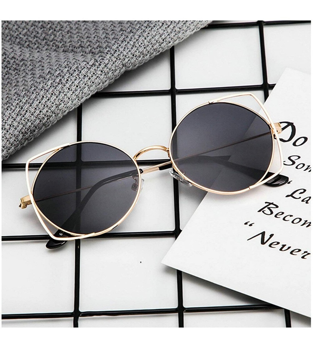 Oval Classic Retro Designer Style Round Sunglasses for Men or Women metal PC UV 400 Protection Sunglasses - Gold Gray - C418S...
