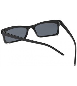 Square Designer Rectangular Sunglasses for Women Narrow Ultralight Vintage Retro Square - Black - CG18CW0LK86 $25.01