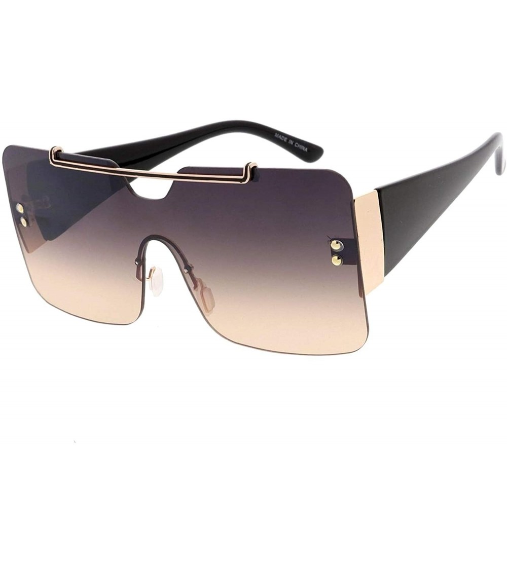 Oversized Fashion Oversized Uni Lens Flat Top Sunglasses B93 - Pink - CN192039T7G $22.27