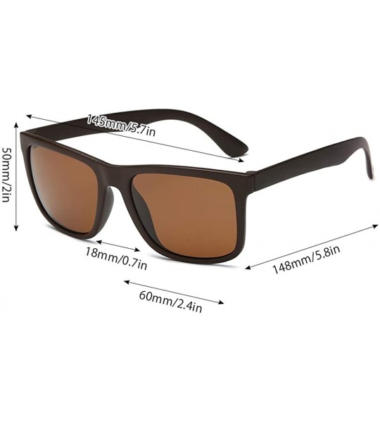 Square Polarized Sunglasses for Men Retro Unisex Rimmed Sunglasses UV Protection Fashion Square Mirrored Sunglasses - C918WGT...