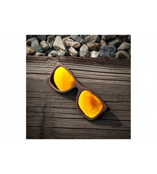 Rectangular Oct17 Bamboo Wood Wooden Polarized Lens Sunglasses Real Eyewear Sunglass Men Women - Orange - CC185S9303D $42.00