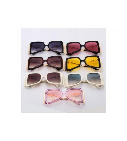 Oversized Oversized Square Sunglasses for Women Lightning Shaped legs Sun Glasses UV400 - Black Grey - CS190345H7A $23.43
