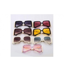 Oversized Oversized Square Sunglasses for Women Lightning Shaped legs Sun Glasses UV400 - Black Grey - CS190345H7A $23.43