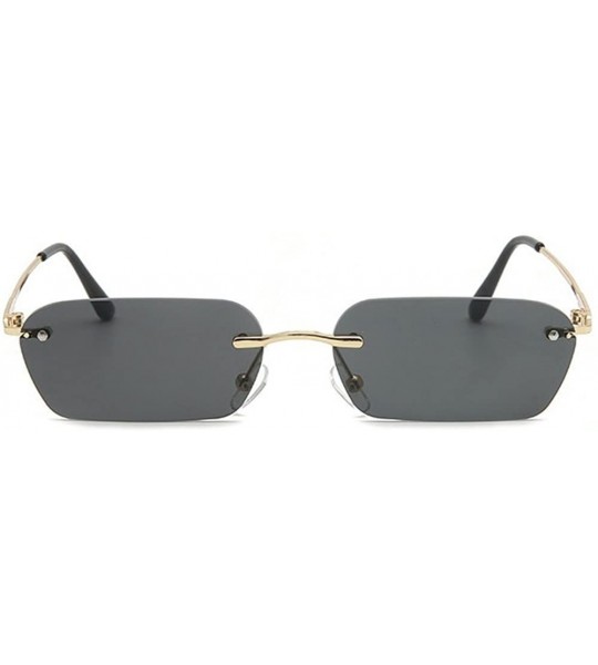 Square Fashion Metal Frame Square Rimless Sunglasses Unisex - Grey - CA18H3UKA5O $20.85