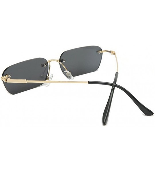 Square Fashion Metal Frame Square Rimless Sunglasses Unisex - Grey - CA18H3UKA5O $20.85