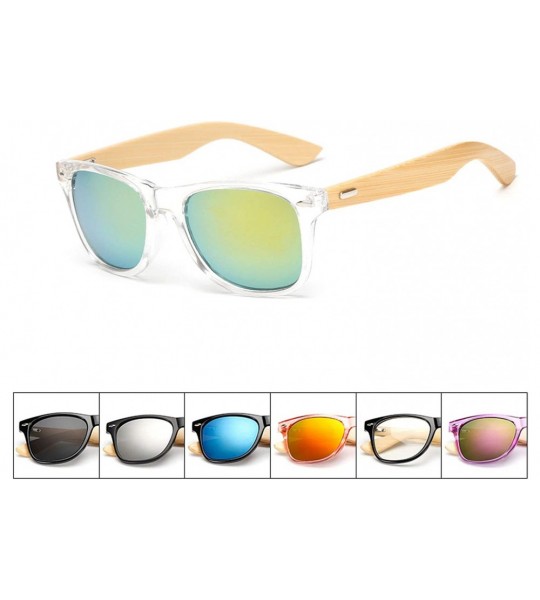 Goggle Wood Sunglasses Men Women Square Bamboo Mirror Sun Glasses Retro De Sol MasculinoHandmade - Kp1501 C3 - C8199CNRCYG $5...