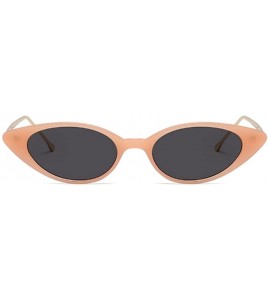Goggle Unisex Vintage Slender Oval Sunglasses Small Metal Frame lens eyewear - Orange Powder - CP18DTK2RZL $21.93