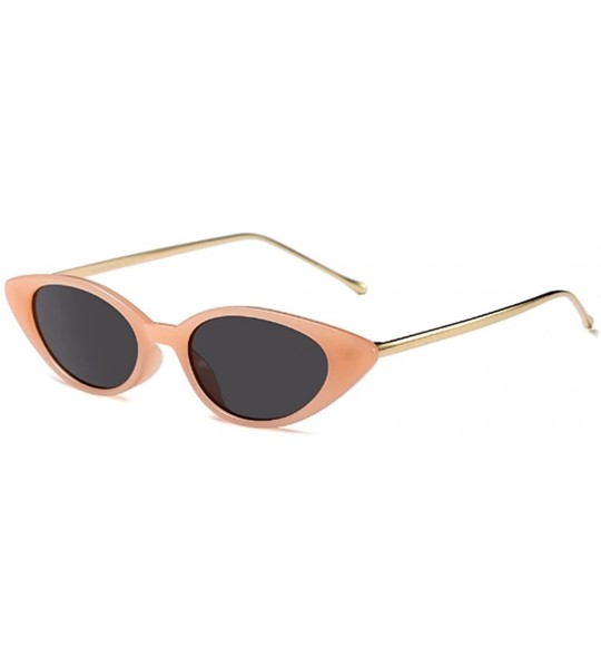 Goggle Unisex Vintage Slender Oval Sunglasses Small Metal Frame lens eyewear - Orange Powder - CP18DTK2RZL $21.93