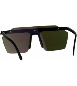 Rimless Mirrored Lens Sunglasses Minimal Flat Top Rim Square Exposed Lens Unisex - Black (Orange Mirror) - CM180ZAHRKN $20.73